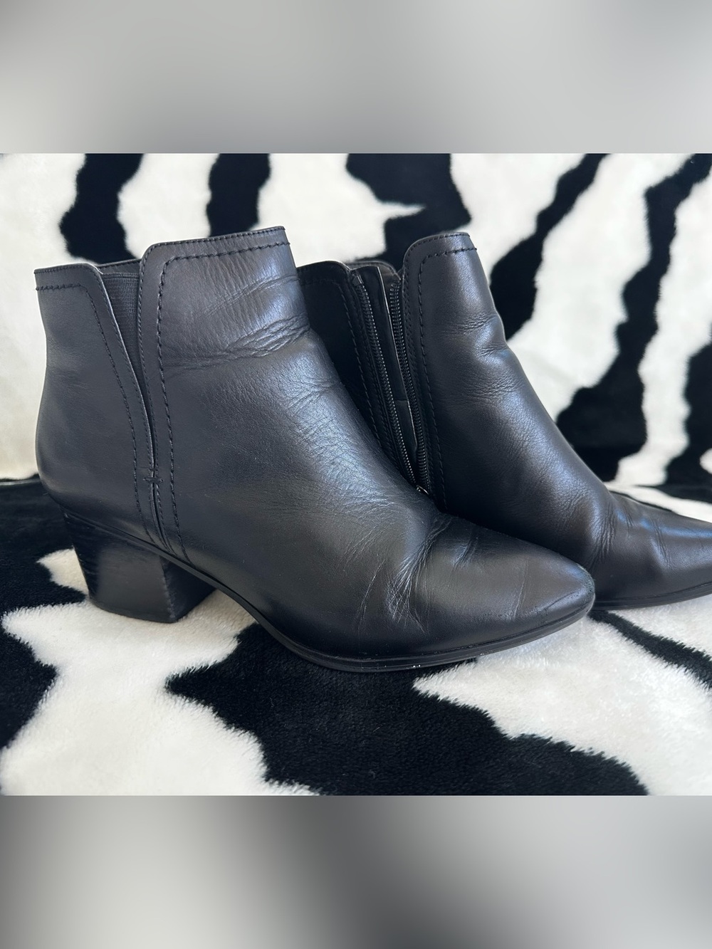 Aldo Classic Black Leather Ankle Boots - Women's